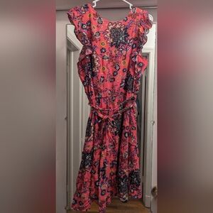 Floral, bright pink LOFT dress